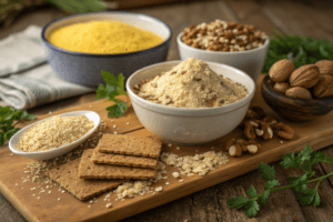 Breadcrumb Substitutes for Meatloaf : oats .cornmeal ,crushed crakers , ground nuts (breadcrumbs in meatloaf)