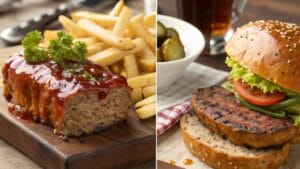 Comparison plate : Meatloaf Vs. hamburger
